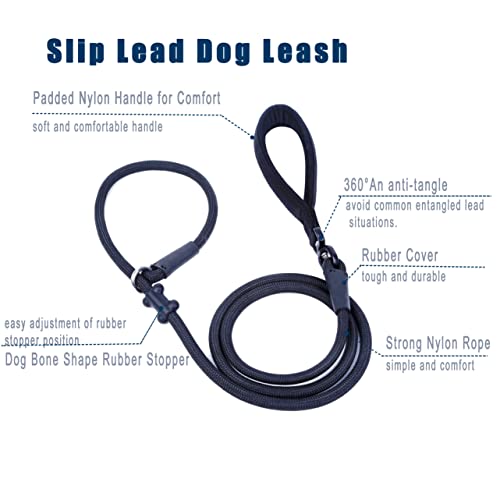 Slip Lead Dog Leash (1/2"×6ft / Black)
