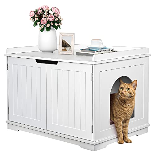 Wooden Cat Litter Cabinet (White)