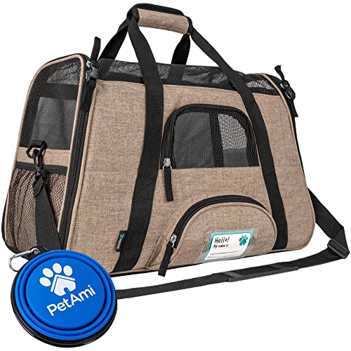 Airline Approved Pet Carrier Cats & Small Dogs (Heather Taupe / 19.5"L x 10.2"W x 12.0"H)