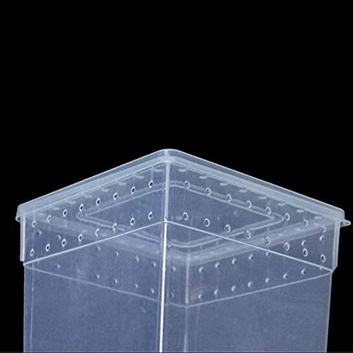 Portable Reptile Terrarium Habitat for Mini Pet Houses Breathable Holes Stackable Container (1PCS-Clear-Extra H)