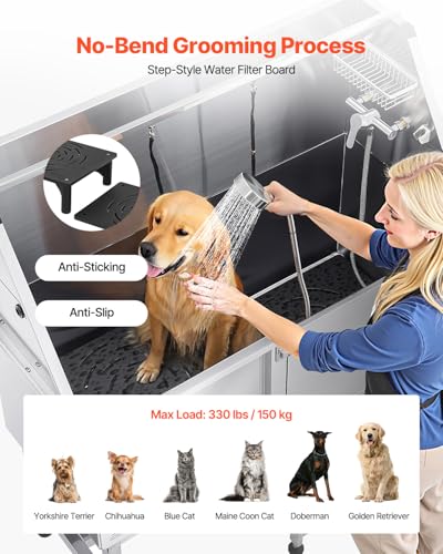 Stainless Steel Dog Washing Station (Right RAMP / 50 inch)