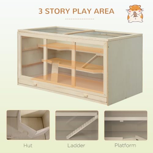 45" Extra Large Wooden Hamster Cage (Natural)