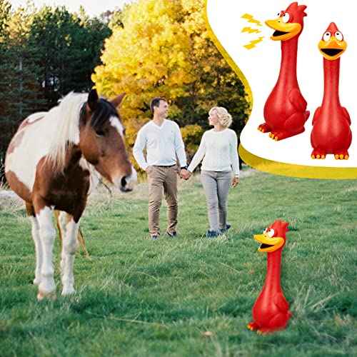1 Pcs Latex Horse Toys Enrichment Squeaky Screaming Chicken (Red)