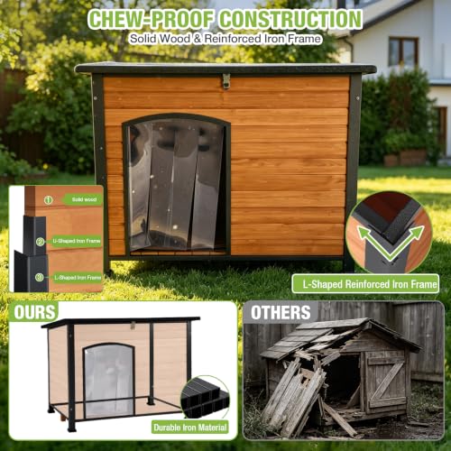 33.5" Weatherproof Outdoor Dog House for Small to Medium Breeds