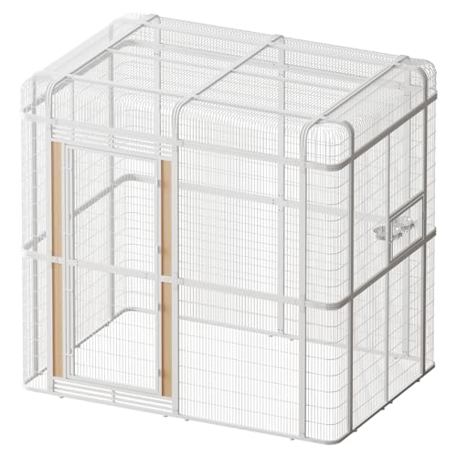 33.5 Inch Extra Large Bird Cage Extension Part for Parakeets Outdoor Bird Aviary Parrot Cage with Perch (White / 33.5"L x 63.0"W x 81.5"H)