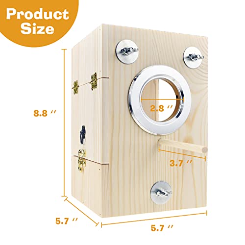 Bird Nest Box Parakeet Breeding Nest Box Bird Nest House Wooden Acrylic Transparent Breeding Box for Finch Lovebirds Cockatiel Budgie Conure Parrot (Small)