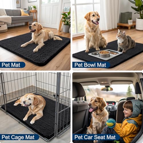 Dog Door Mat for Muddy Paws 30x20 (Black / 30"X20")