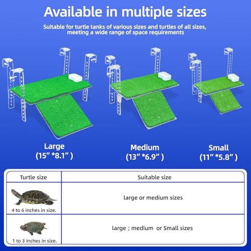 Adjustable Hanging Acrylic Turtle Basking Platform with Ramp 13x6.9 (Transparent / 13x6.9 Inch)