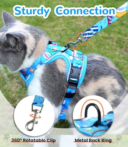 Cat Harness and Leash Set (H604 Pro Ocean Blue / X-Small (4-6lb))