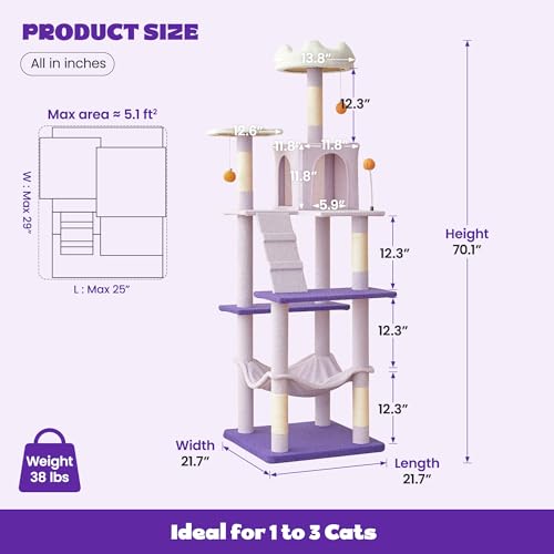 Flower Large Cat Tree (70.1 in / Purple)