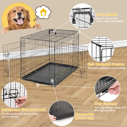 Dog Crate 36 Inch Medium Dog Cage Foldable Indoor Outdoor Pet Kennel (36.0"L x 22.6"W x 24.2"H)