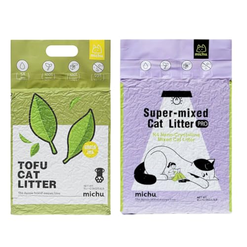 Tofu Cat Litter Natural Clumping Tofu Cat Litter 5.5lb (2 Pack / Greentea + Mixed)