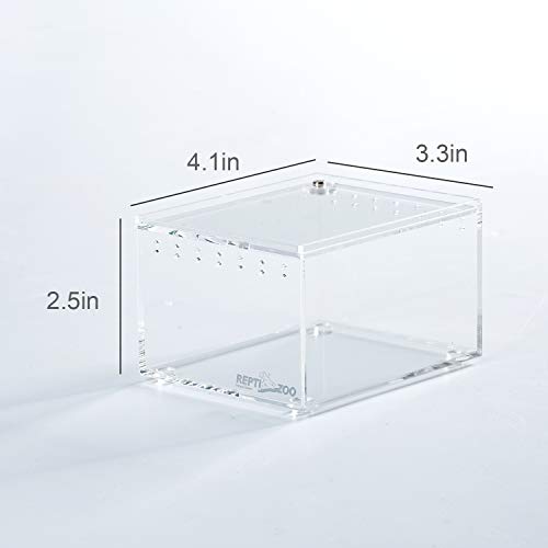 Magnetic Acrylic Case 4.1"x3.3"x2.5" Nano Enclosure Reptile Breeding Box Terrarium Cage Tank Tarantula Scorpion Sling Isopods Lizards Roach Invertebrates Insect Mantis