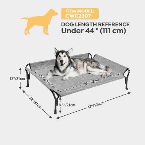 Cooling Elevated Dog Bed (Black Silver / 47.0"L x 32.0"W x 12.0"Th)