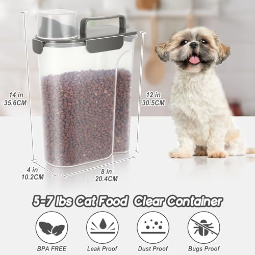 5 7Lbs Cat Dog Pet Food Storage Container with Large Nozzle Design (Khaki / 5L-1pack)