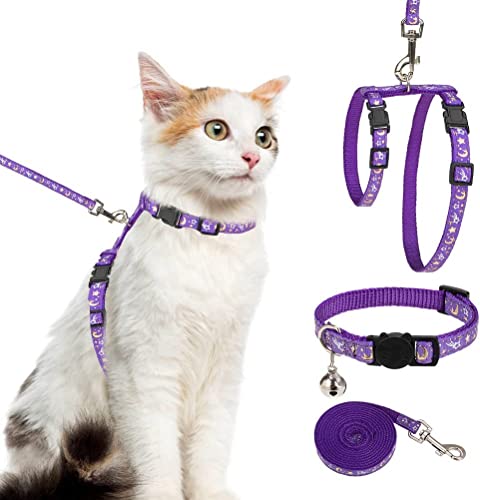 Cat Harness with Leash and Collar Set (Small / Purple)