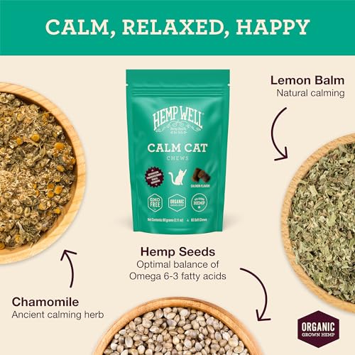 Calm Cat Soft Chews with Organic Hemp (60 Count (Pack of 1))
