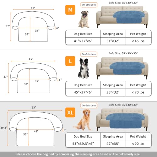 Calming Dog Bed Fluffy Plush Dog Mat for Furniture Protector with Removable Washable Cover for Large Medium Small Dogs and Cats (Navy / 53.0"L x 39.3"W x 6.0"Th)