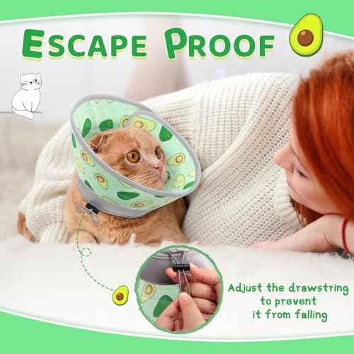 Cat Cone Collar Soft to Stop Licking (Avocado Green / L)