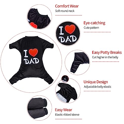 Dog Halloween Pajamas Puppy Onesies Small Dogs Soft Pjs Coat Cat Apparel Comfy Pet Christmas Clothes Outfit Doggie Bodysuit (Large / I love DAD)