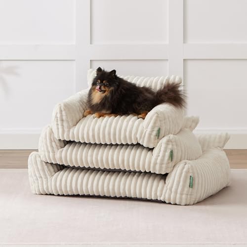 Cute Couch Bed for Pets (36.0"L x 27.0"W x 10.0"Th / Cream)