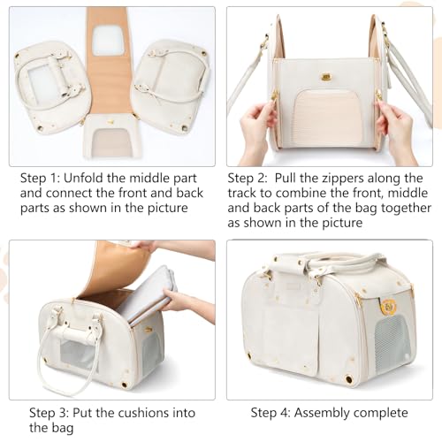 Dog Carrier Purse (17.3"L x 9.4"W x 11.2"H / Beige)