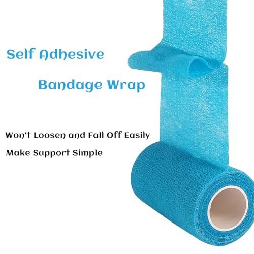 6 Rolls Elastic Self Adhesive Bandage Wrap 4 Inch (4 Inch-6 Count Blue)