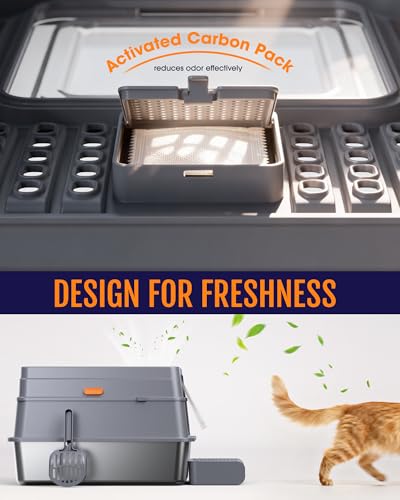 Stainless Steel Enclosed Cat Litter Box (23.6" × 15.7" x 15")