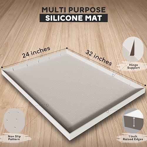 32x24x1” XL Dog Food Mat (32"L x 24"W / Warm Ash)