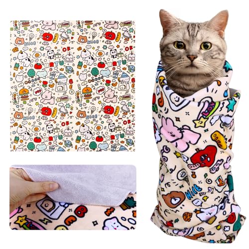 Cat Wrap for Cutting Nails and Grooming (Graffiti Style)