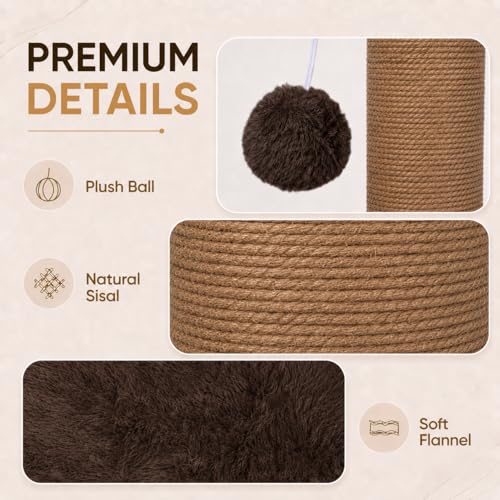 32 Inch Tall Cat Scratching Post (X-Large / Chocolate Brown)