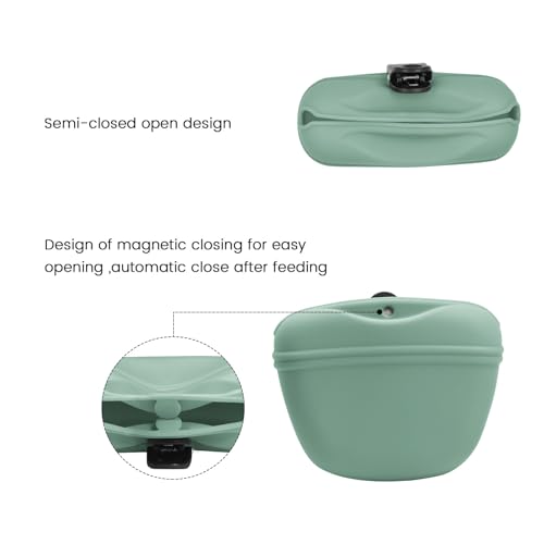 Silicone Dog Treat Pouch with Clicker Magnetic Closure Secure Clip (2 Pack / Lake Blue + Battleship)