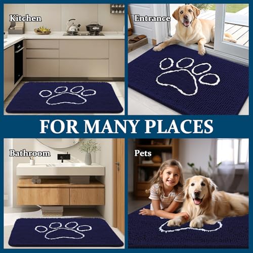 Dog Door Mat for Muddy Paws 40x32 (Navy Blue / 40" X 32")