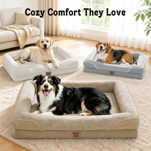 Orthopedic Waterproof Dog Bed for Medium and Large Dogs (Silver / 36"L x 27"W x 7"Th)