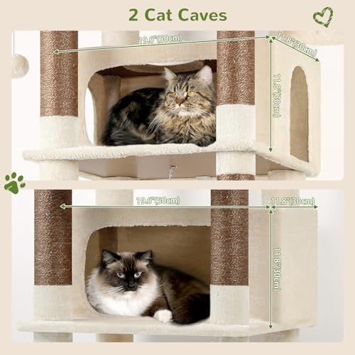 Giant Tall Heavy Duty Cat Tower for Indoor Large Cats (Beige / 83 inch)