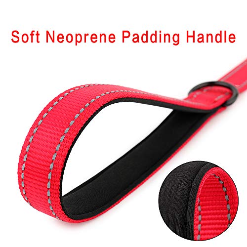 Short Training Dog Leash with Padded Handle for Medium Large Big Dogs (Red / 18 Inch (Pack of 1))