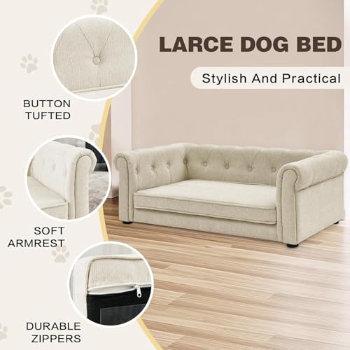 Dog Sofa Couch for Medium Dogs (39 inch / Beige)