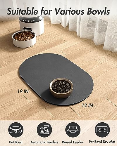 Absorbent Dog Food Mat (Darkgrey / 12"x19")