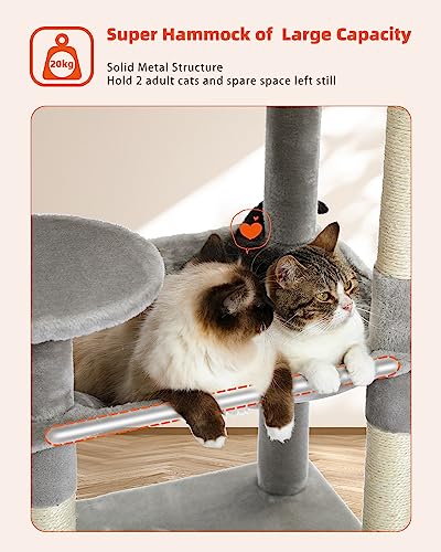 56.3" Cat Tree for Indoor Cats Large Adult with Hammock