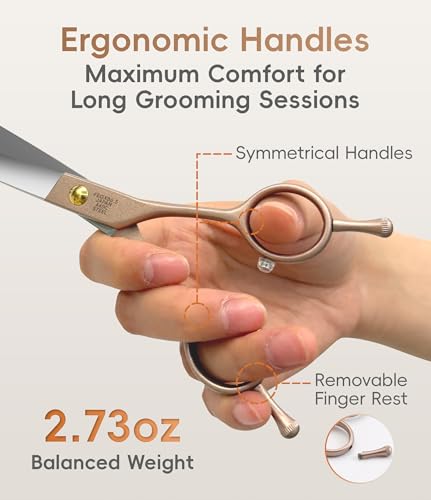 45° Extra Curved Dog Grooming Scissors 440C Stainless Steel 6.5'' Big Arc Curved Shears Rose Gold Sharp and Durable Trimming Scissors for Dogs and Cats (Curved 45° / 6.5")