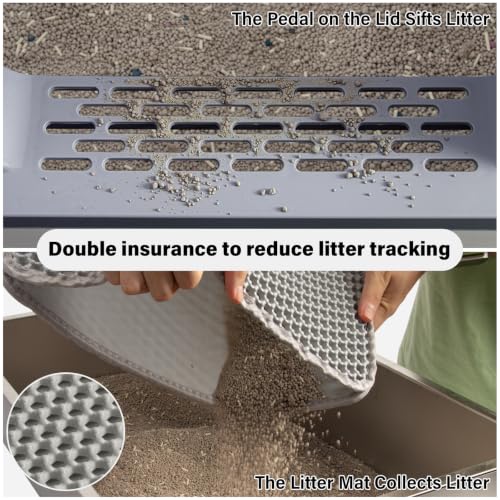 Stainless Steel Litter Box with Lid (23"×14.6"×10"Gray)