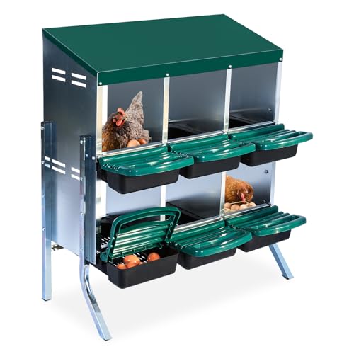 Chicken Nesting Box (Green- 6 compartment with legs)
