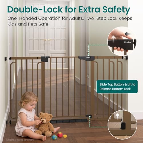 30.4 56.8" Extra Wide Baby Gate (Brown / 30.4"-56.8" W x 30.5" H)