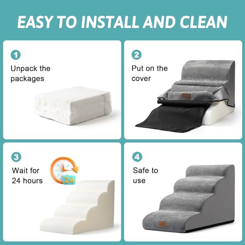 Dog Stair for Small Dog 15.7" H (Grey / Standard:15.7"x22.4"x15.7")