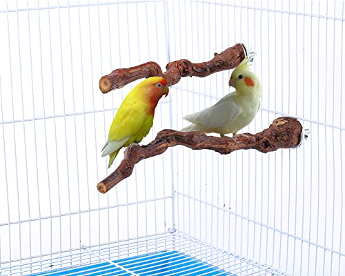 2pc Bird Perch Stand Grapevine Wood Stick Perch Swing Bird Cage Toy (2 Packs Sticks)