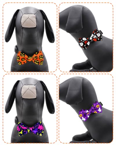 5 Pack Halloween Dog Bowties for Small Dogs Slide on Collar (S/M)