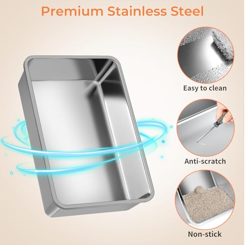 XL Stainless Steel Cat Litter Box with 110° Flip