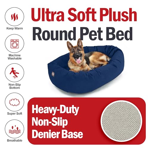 Suede Shredded Memory Foam Mix Calming Dog Bed Washable (Navy)
