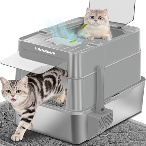 XL Stainless Steel Cat Litter Box with 110° Flip