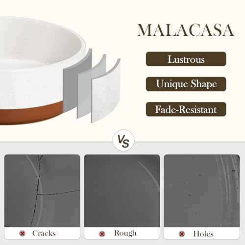 Dog Bowls Ceramic Dog Food and Water Bowls for Large Size Dogs (L-6 Cups / Vanilla White（1 PC）)